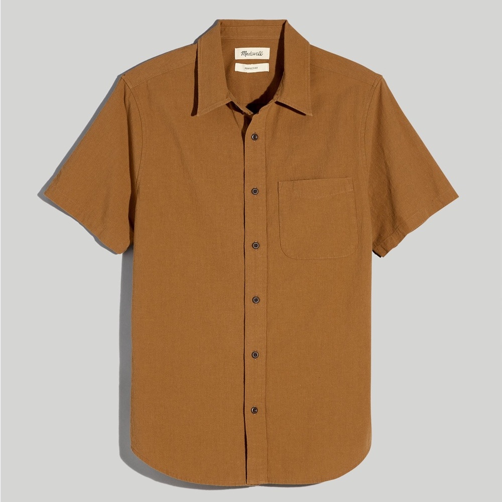 Madewell Men’s Crinkle Cotton Perfect Short-Sleeve Shirt XS NWOT